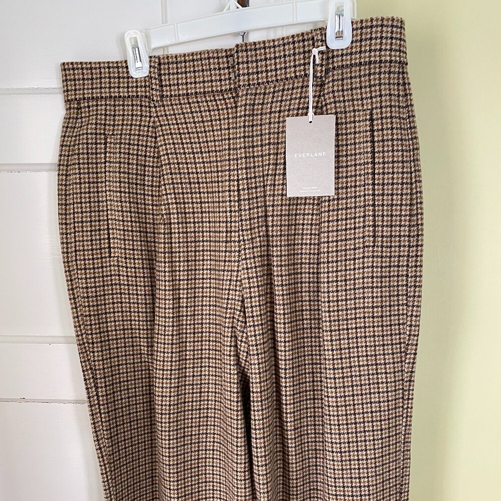 E V E R L A N E  //  The ReWool Way-High Drape Pant Camel Houndstooth 14 NWT - Picture 4 of 6